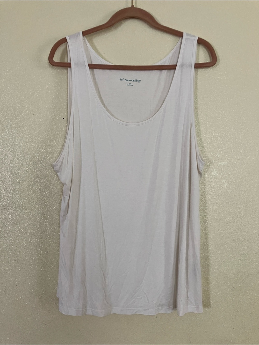 Soft Surroundings White Scoop Neck Tank Top, 2X